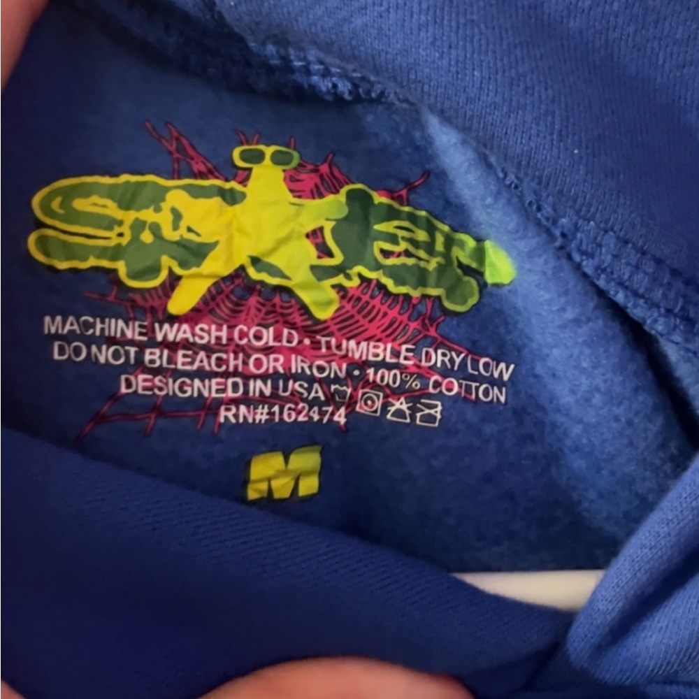 Sp5der hoodie Marina blue new size medium